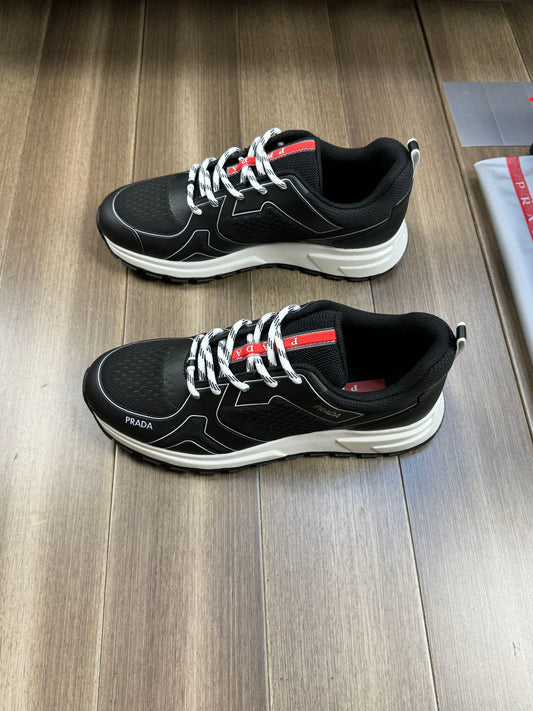 PRA SNEAKER BLACK NAPPA CALFSKIN AND FLYKNIT FABRIC