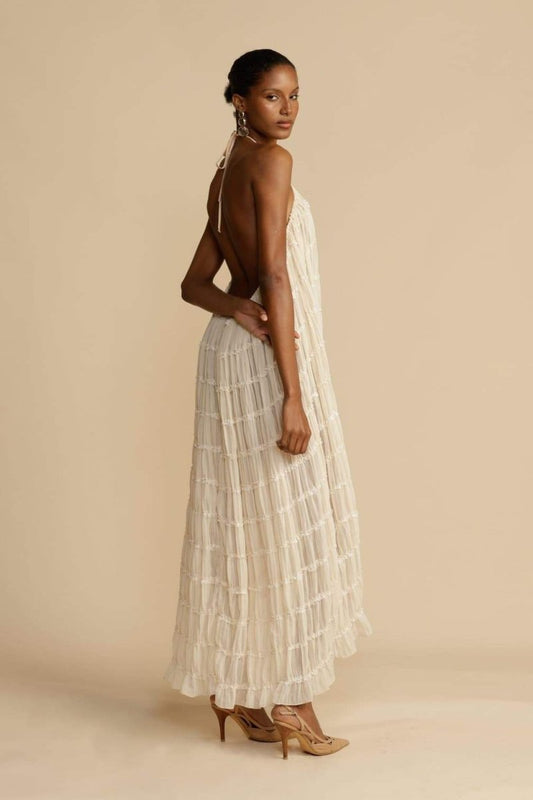 Falda plisada con cuello halter Alva