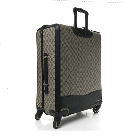 GG Supreme Monogram Four Wheel Suitcase Black