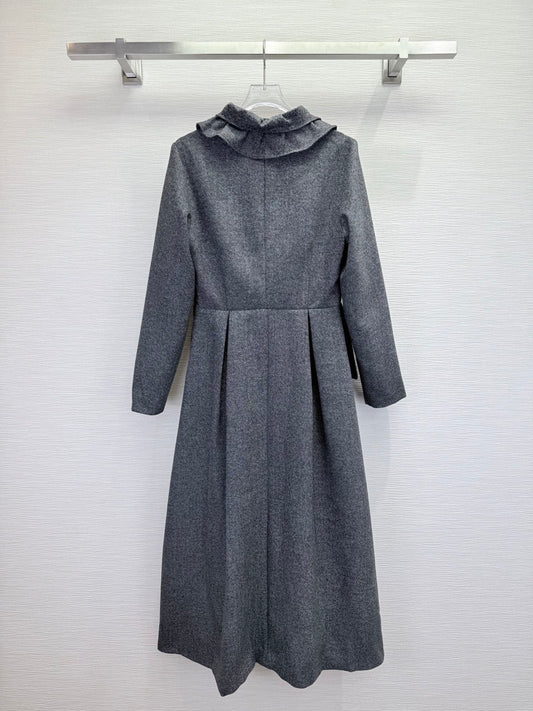 CD 25SS Ruffled V-neck Dress Gray Wool 306506