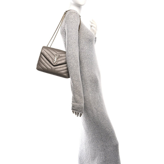 Calfskin Y Quilted Monogram Small Loulou Chain Satchel Taupe