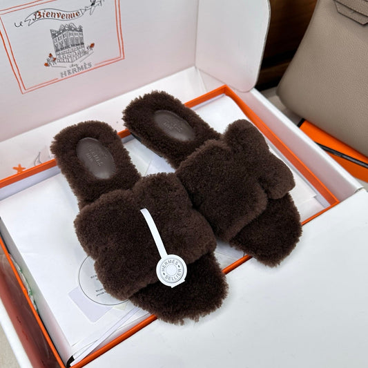 HM Oran Sandal Chocolate Wool 598201