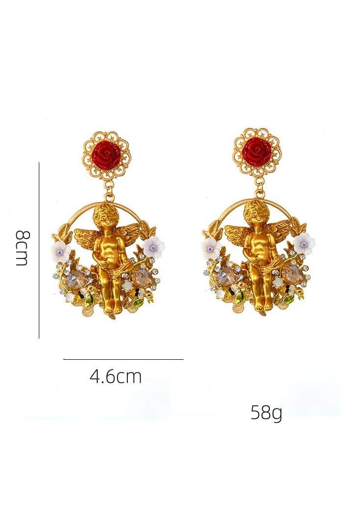 Pendientes barrocos de ángel cupido