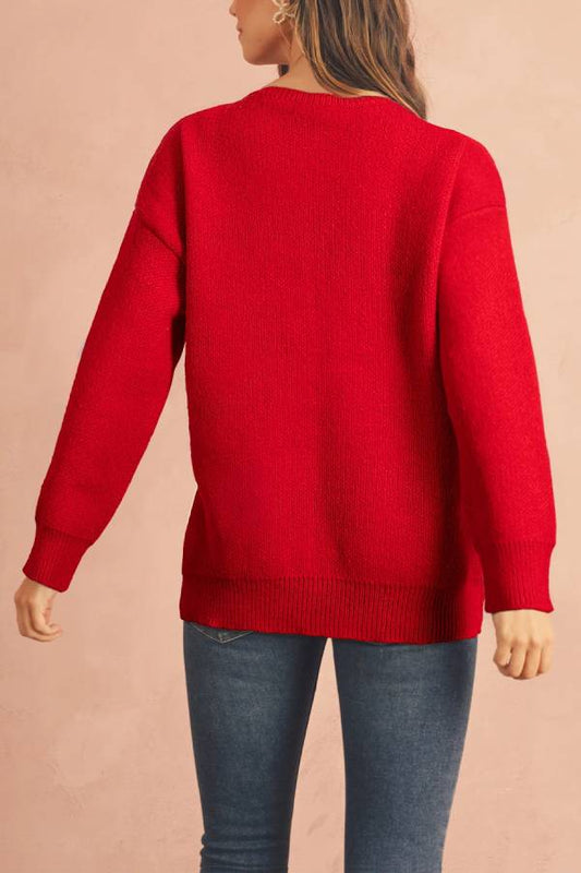 Suéter de punto con lazo jacquard Racing Red Love