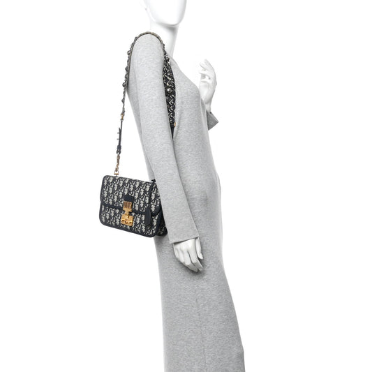 Oblique Small DiorAddict Flap Bag Navy Blue