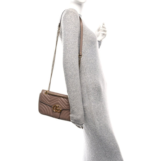 Calfskin Matelasse Small GG Marmont Shoulder Bag Porcelain Rose