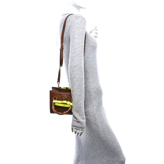 Wonka Grain Calfskin Mini Diana Tote Bag Cuir Yellow Fluo