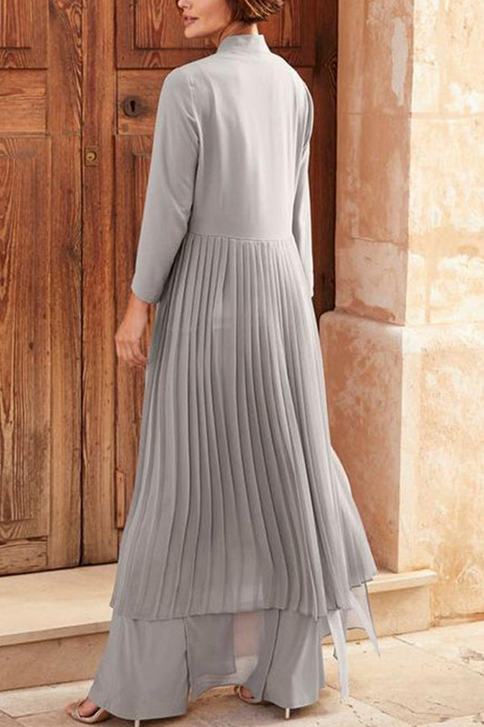 Traje de dos piezas para mujer con camisa ancha y holgada de gasa