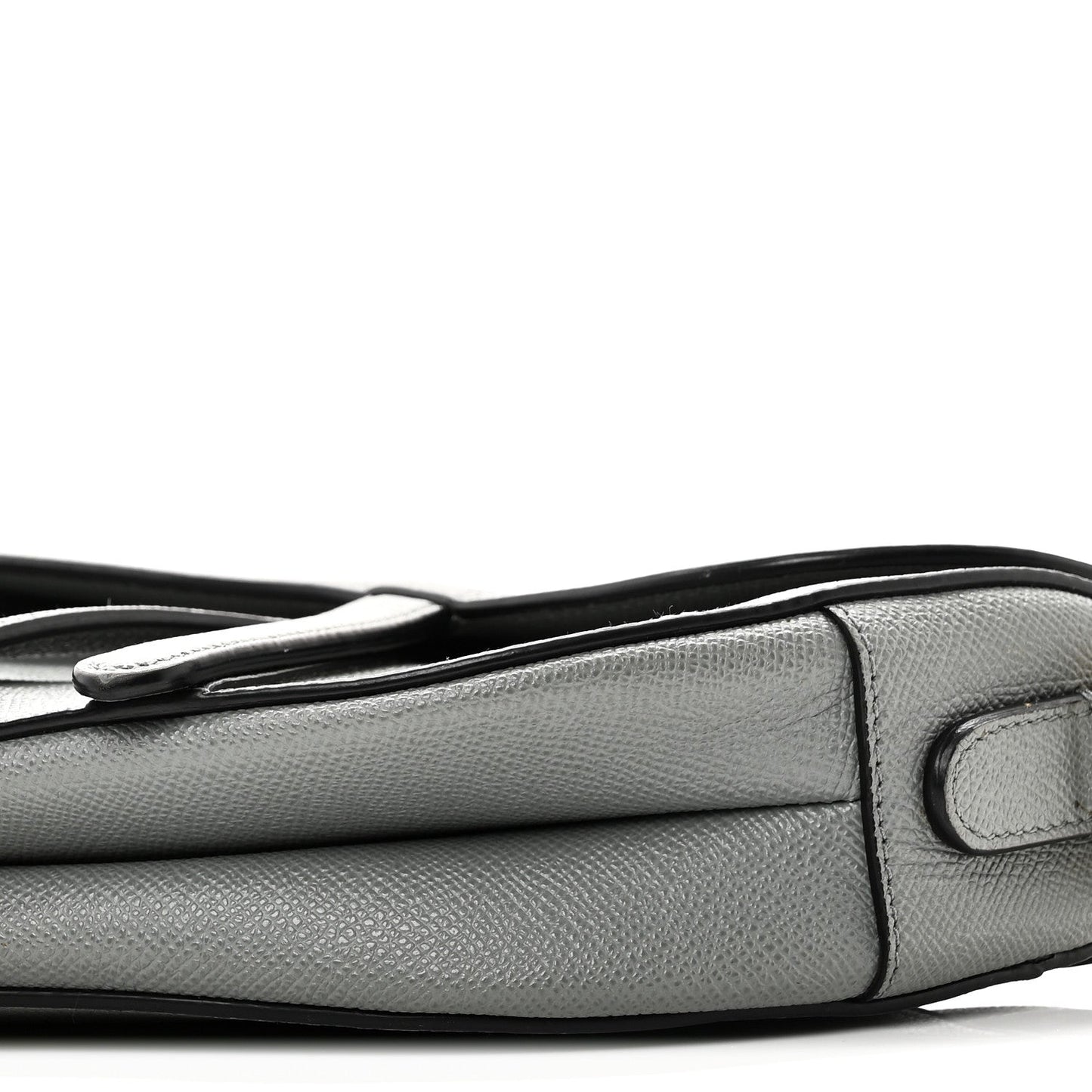 Grained Calfskin Saddle Bag Grey Stone