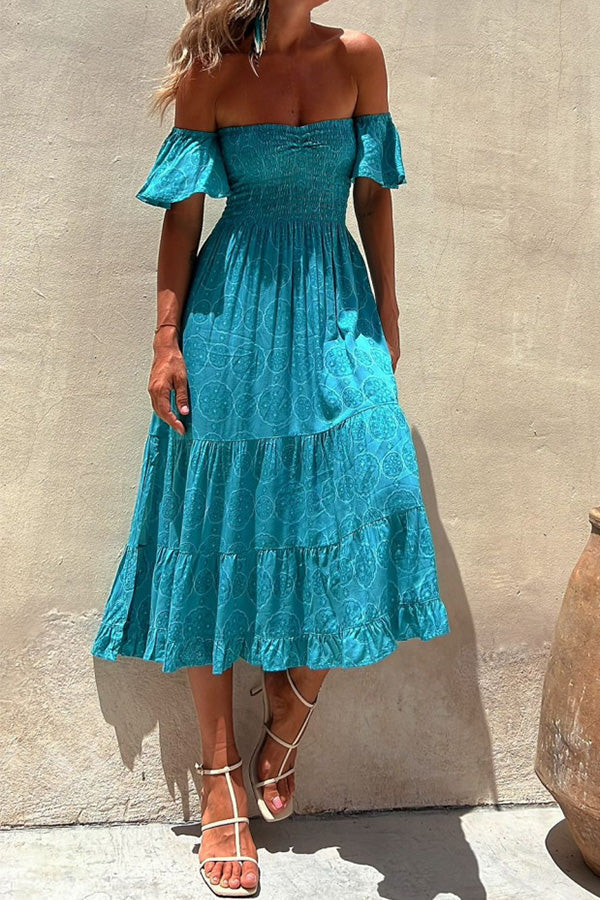 Vestido turquesa de fruta del dragón blanca