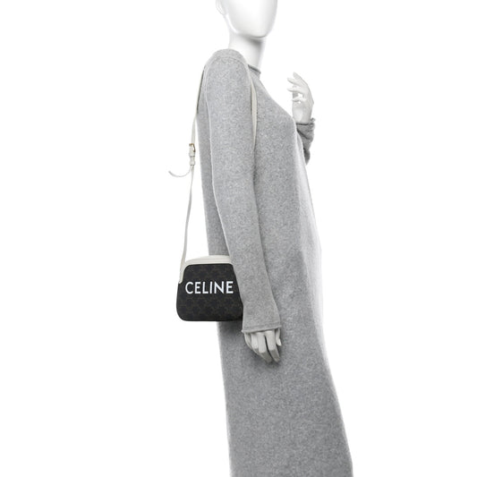 Triomphe Canvas Small Camera Bag White