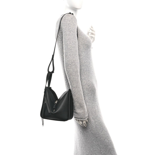 Soft Grained Calfskin Compact Hammock Shoulder Bag Black