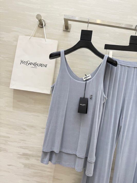 YSL 25 Vest Pant Set Pastel Blue Acetate
