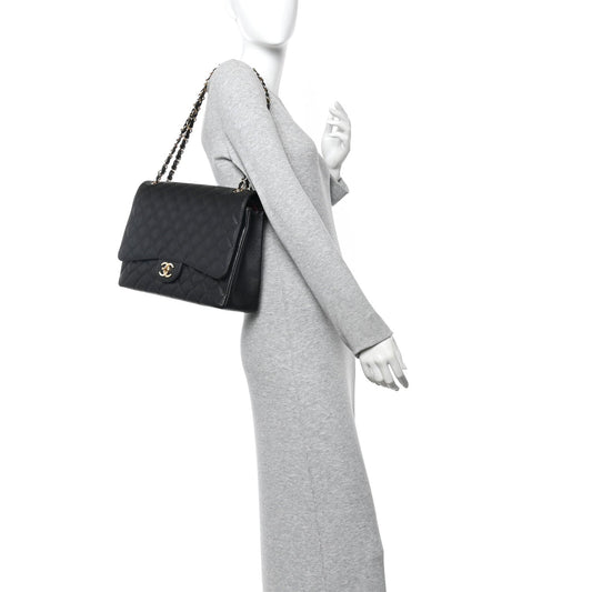 Caviar Quilted Maxi Double Flap Black