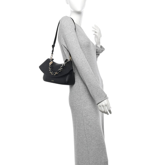 Smooth Calfskin Donut Chain Medium Ola Shoulder Bag Black