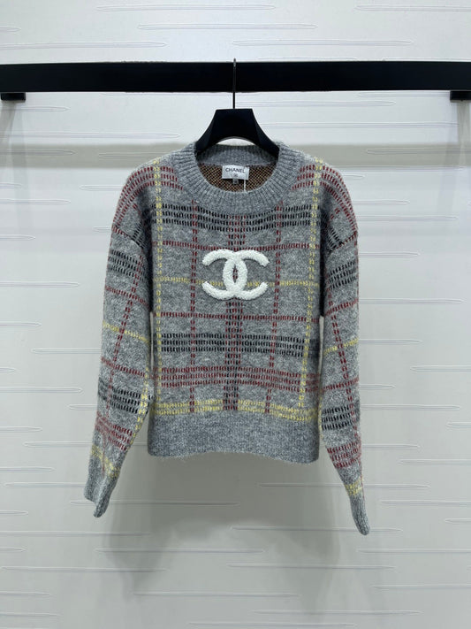 Chanel 2026 Plaid Pullover Long-sleeved Sweater Wool
