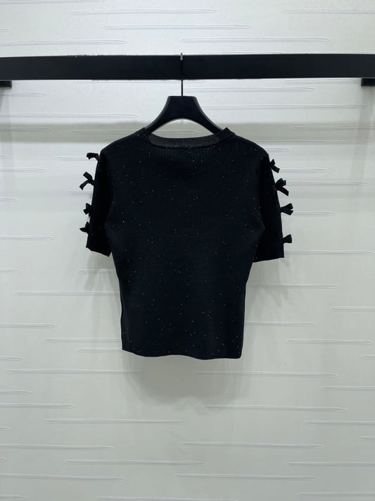 Chanel 2026 Bow T-shirt Black and White Wool Nylon 136350
