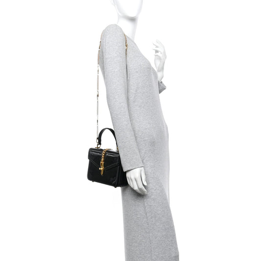 Mousse Top Patent Mini Sylvie 1969 Top Handle Bag Black