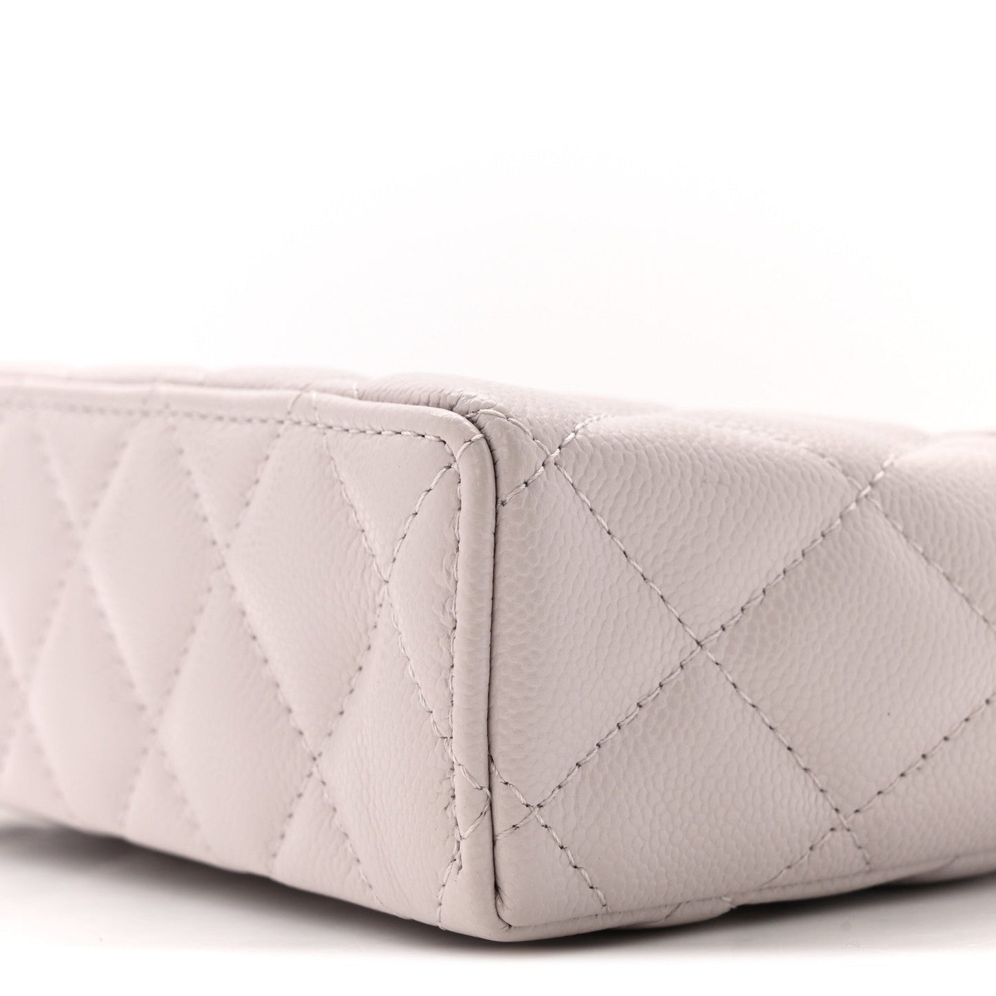 Caviar Quilted Top Handle Slim Vanity With Chain Light Purple