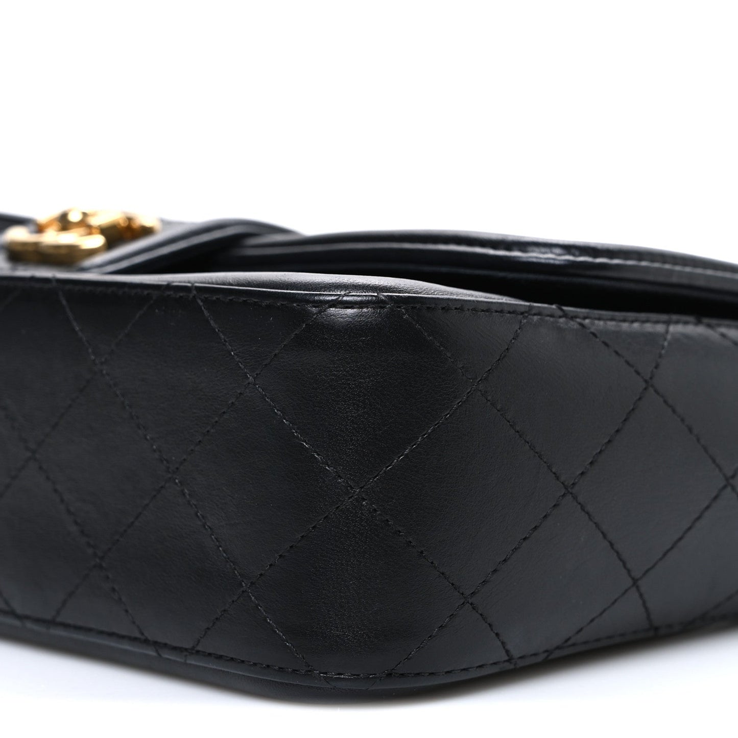 Lambskin Quilted Medium Elegant CC Flap Navy Black