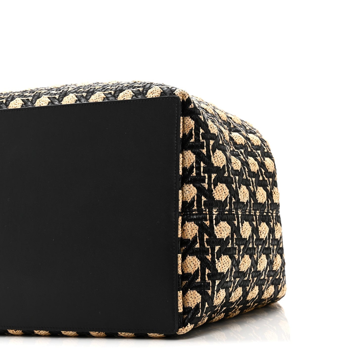 Raffia Calfskin Cannage Large Toujours Black Beige