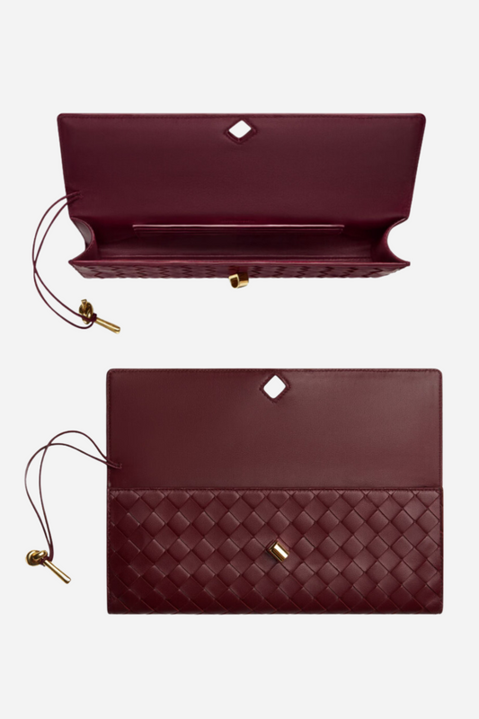 Bolso de mano de piel tejida