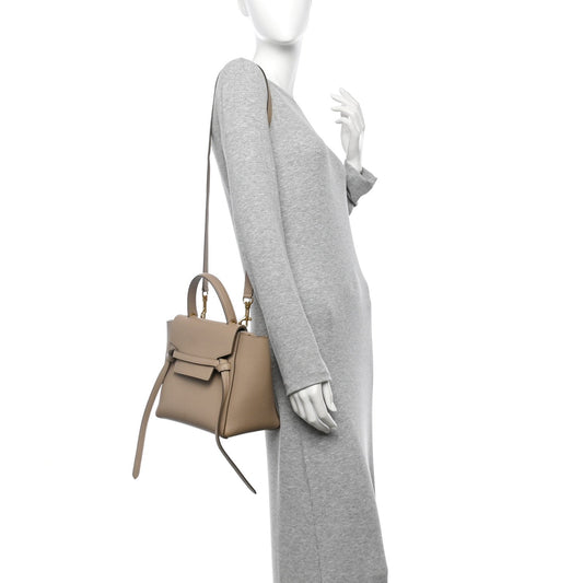 Grained Calfskin Micro Belt Bag Light Taupe