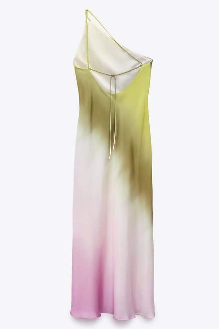 Vestido largo con efecto tie dye de un solo hombro Diane