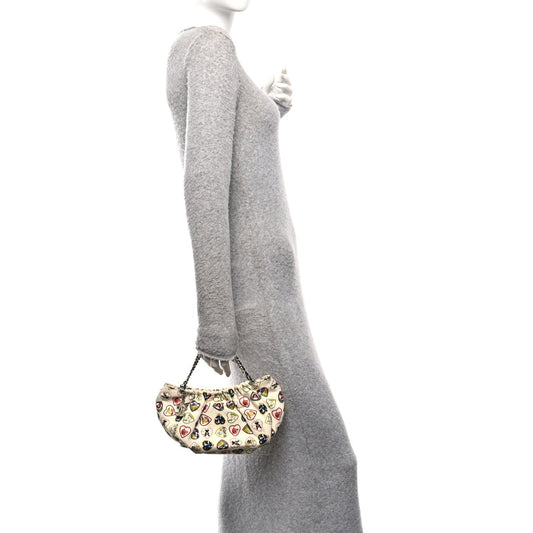 Canvas Coco Hearts Shoulder Bag White