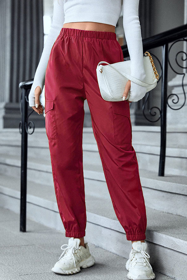 Pantalones cargo casuales multicolores, pantalones ajustados con múltiples bolsillos