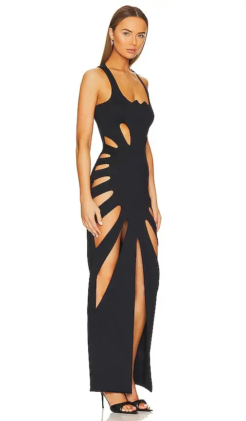 Vestido midi con escote de murciélago y aberturas