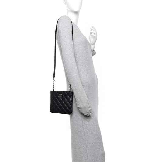 Lambskin Quilted Uniform Crossbody Bag Black
