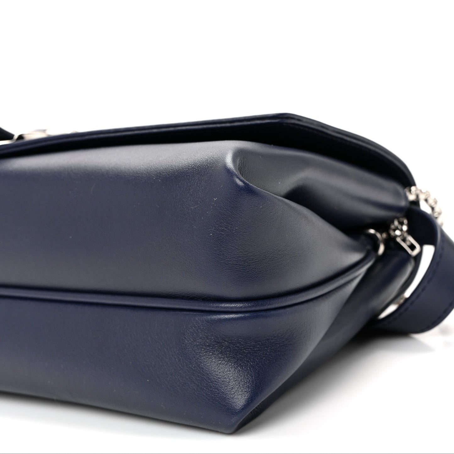 Calfskin Small Front Flap Crossbody Bag Navy Blue