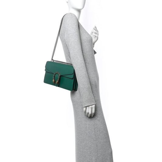 Pebbled Calfskin Small Dionysus Shoulder Bag Emerald