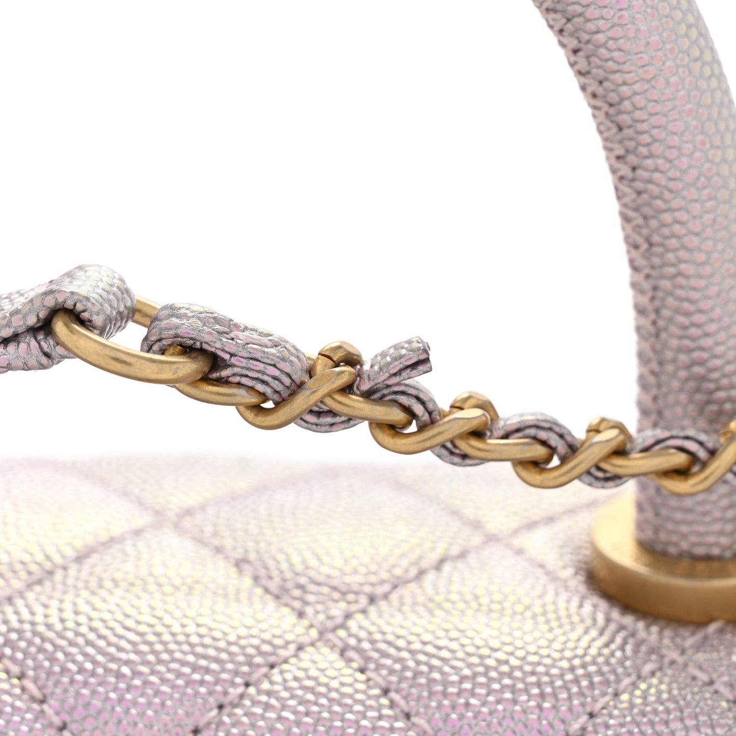 Metallic Caviar Quilted Mini Coco Handle Flap Light Pink