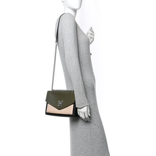 Soft Calfskin Mylockme Chain Bag BB Smokey Brown Green