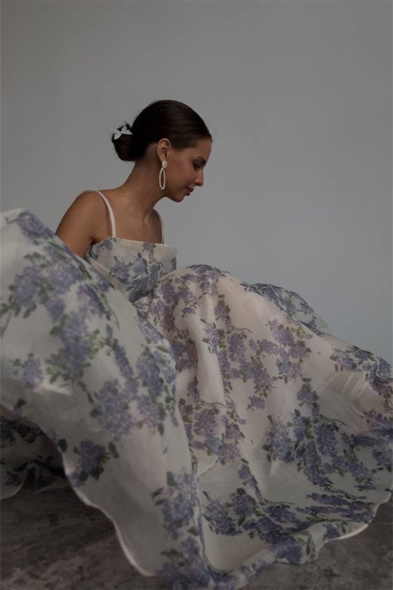 Vestido midi de gasa con estampado floral Ella