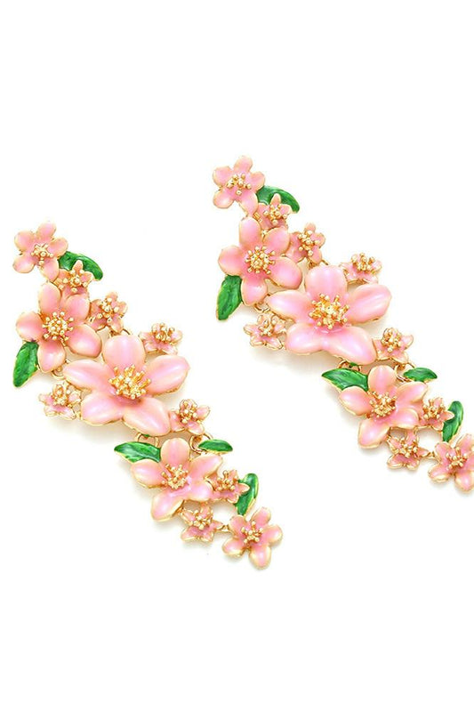 Pendientes colgantes florales esmaltados