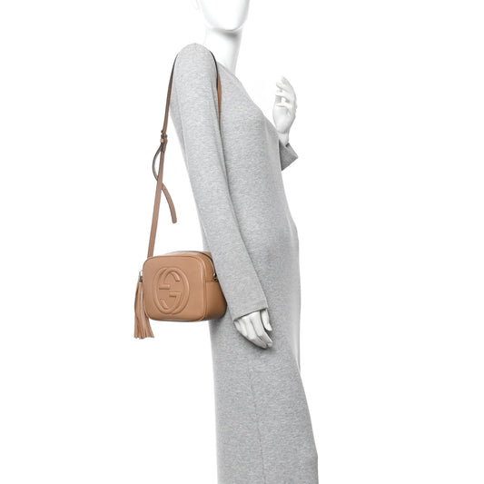Pebbled Calfskin Small Soho Disco Bag Camelia