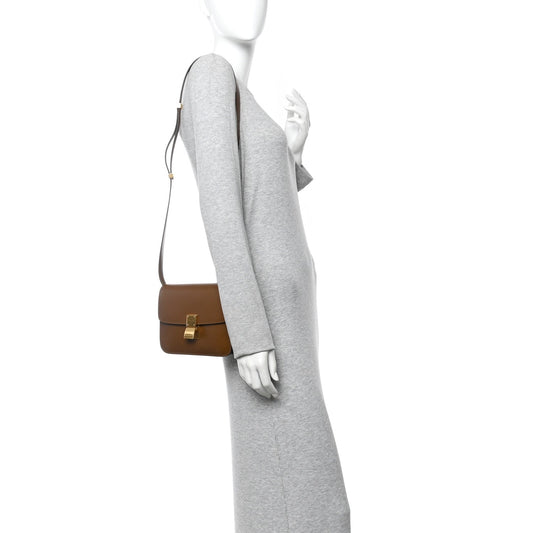 Smooth Calfskin Small Classic Box Flap Bag Camel