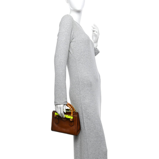 Wonka Grain Calfskin Mini Diana Tote Bag Cuir Yellow Fluo
