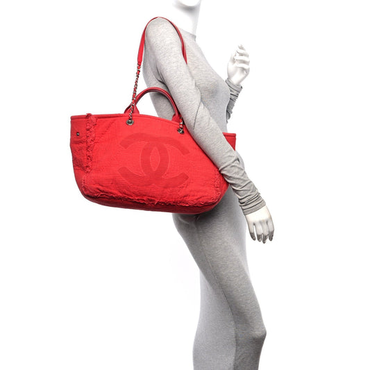 Canvas Large Double Face Shopping Tote Red