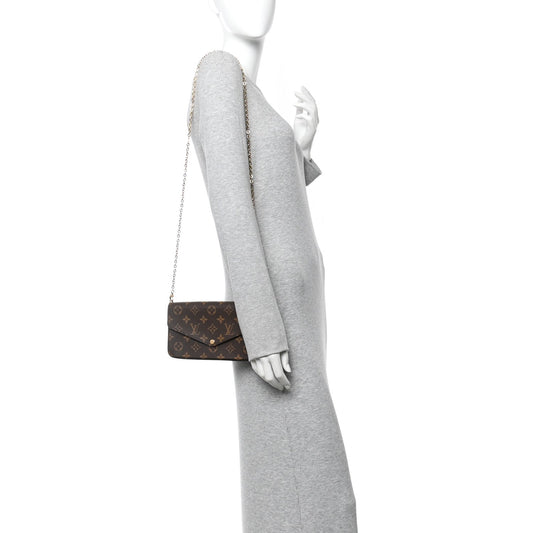 Monogram Pochette Felicie Chain Wallet Fuchsia