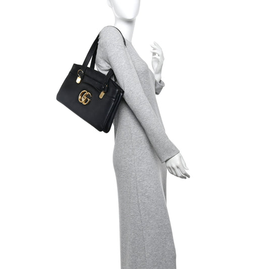 Vitello Palmellato Lux Large Arli Top Handle Bag Black