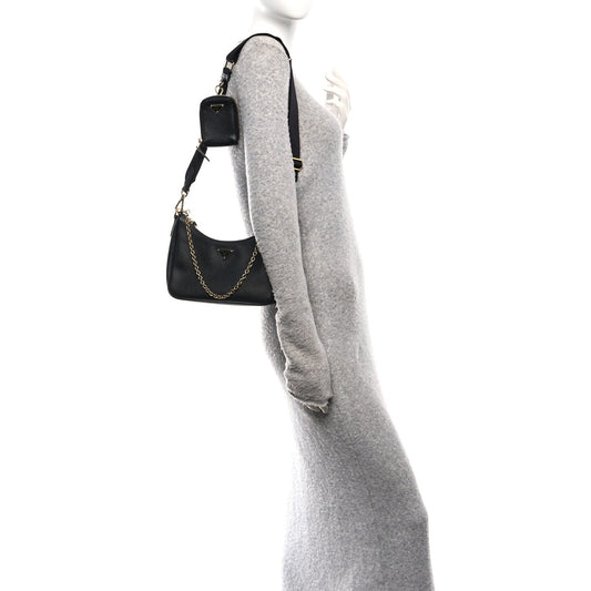 Saffiano Lux Re-Edition 2005 Shoulder Bag Black