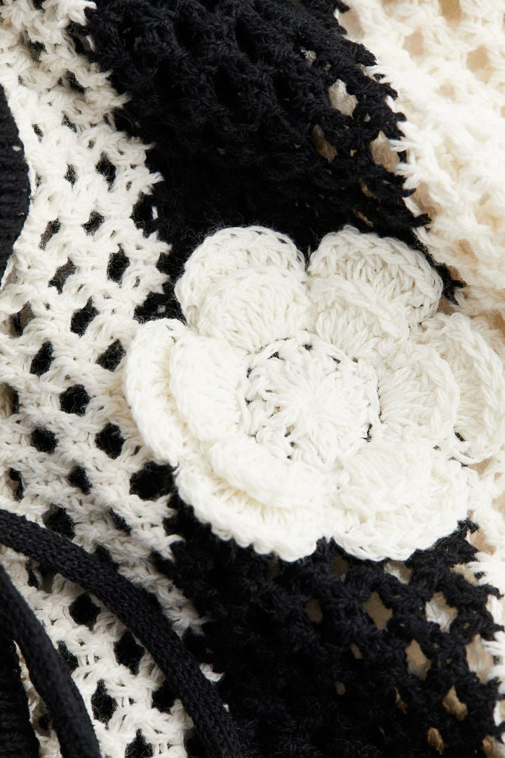 Hermosa Floral Applique Hollow Knit Vest