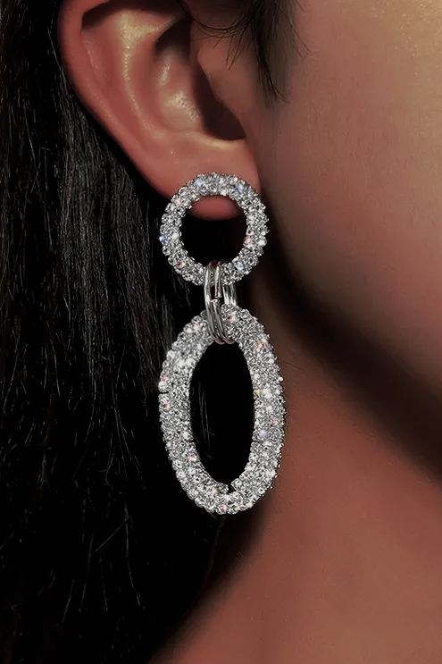 Pendientes de aro doble con diamantes de imitación