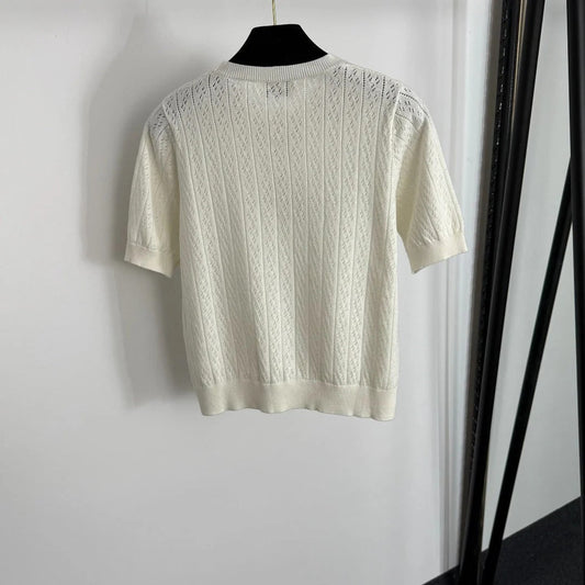 MIUMIU SHORT-SLEEVE KNIT TOP STYLE 397