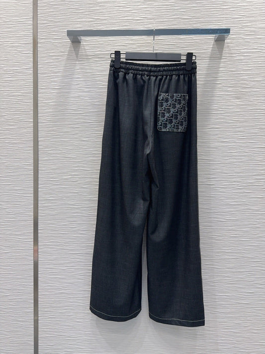 CD Wide-Leg Drawstring Dark Grey Polyester Viscose 351288