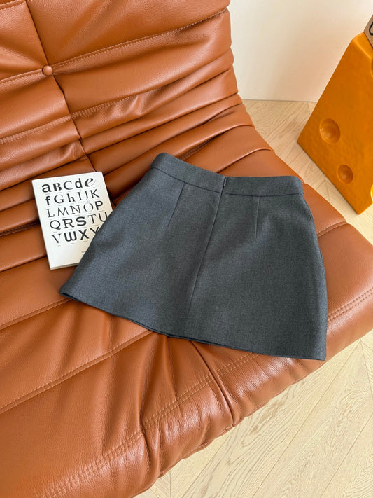 Prada 25 Skirt Black and Gray Wool